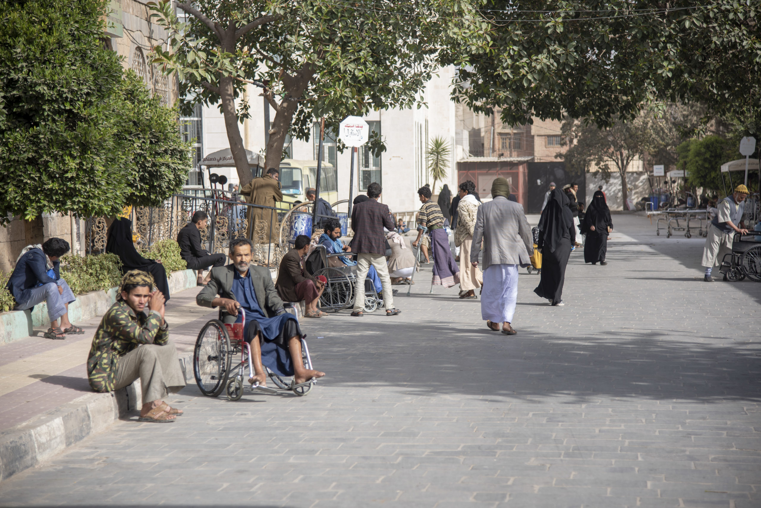 Disabled person on a street in Yemen